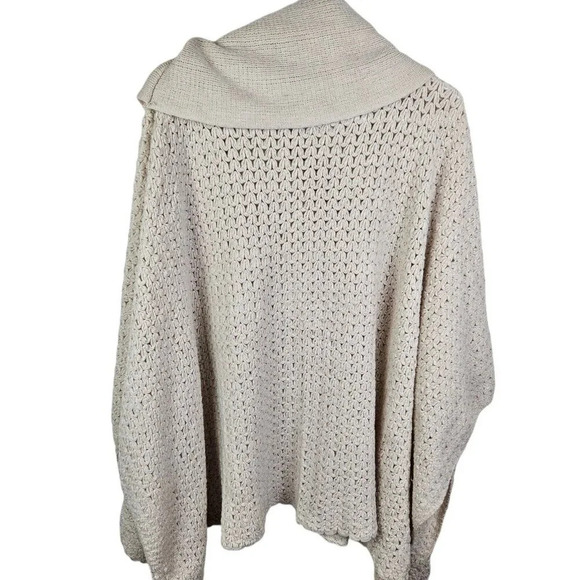 Francesca's Wrap Poncho Shawl One Size Open Knit Beige Tan Ivory New with Tag - Picture 6 of 13
